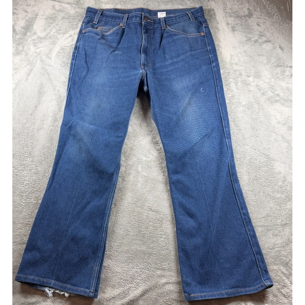 Vtg Levi's 517 Boot Cut Jeans 38x30 USA Black Tab Black Batwing Fade